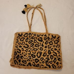 Magid Leopard Woven Tote Handbag